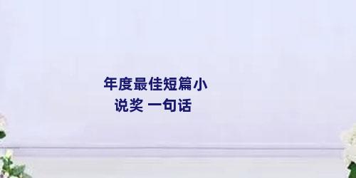 年度最佳短篇小说奖 一句话
